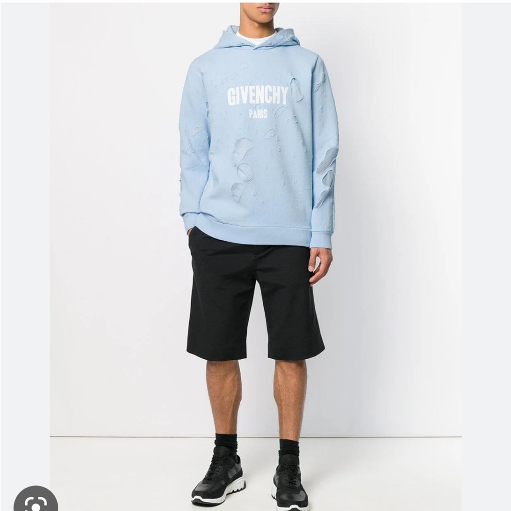 GIVENCHY Cuban Destroyed Logo Cotton Hoodie In Blue
$1320